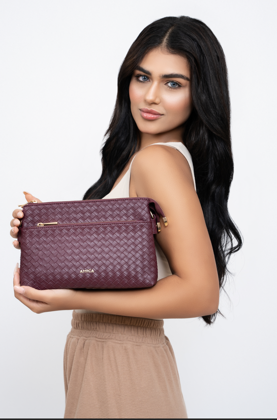 Amica Lucia Plum Red Crossbody Bag