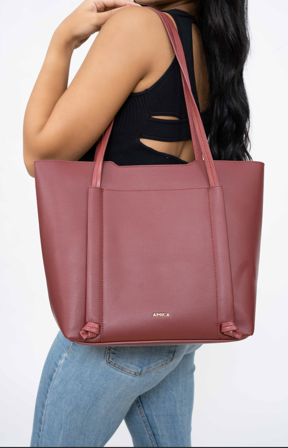 Amica Evelina Wine Red Tote Bag